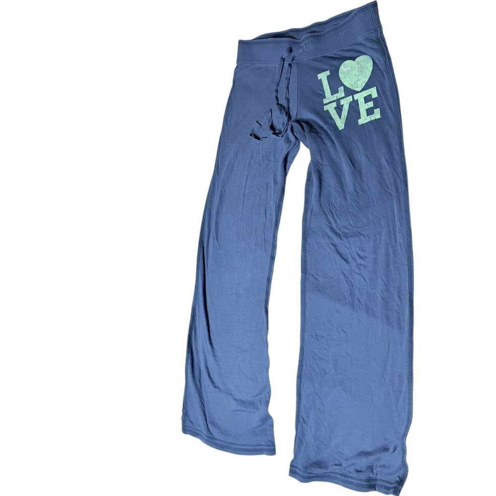 PINK Victoria's Secret lounge pants wide leg loose fit y2k blue small